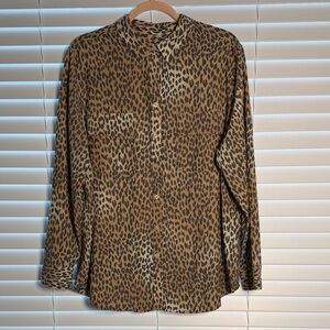 Chico's Leopard Print Button Down Shirt - Brown and Black size 3